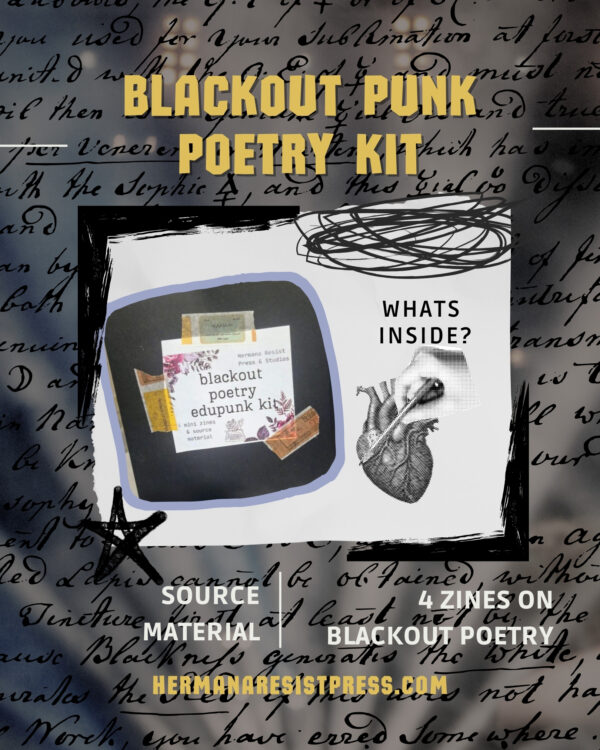 blackout poetry edupunk kit- with 4 mini zines and source material, accessibility, teaching, creating and advanced tips of blackout poems - Image 6